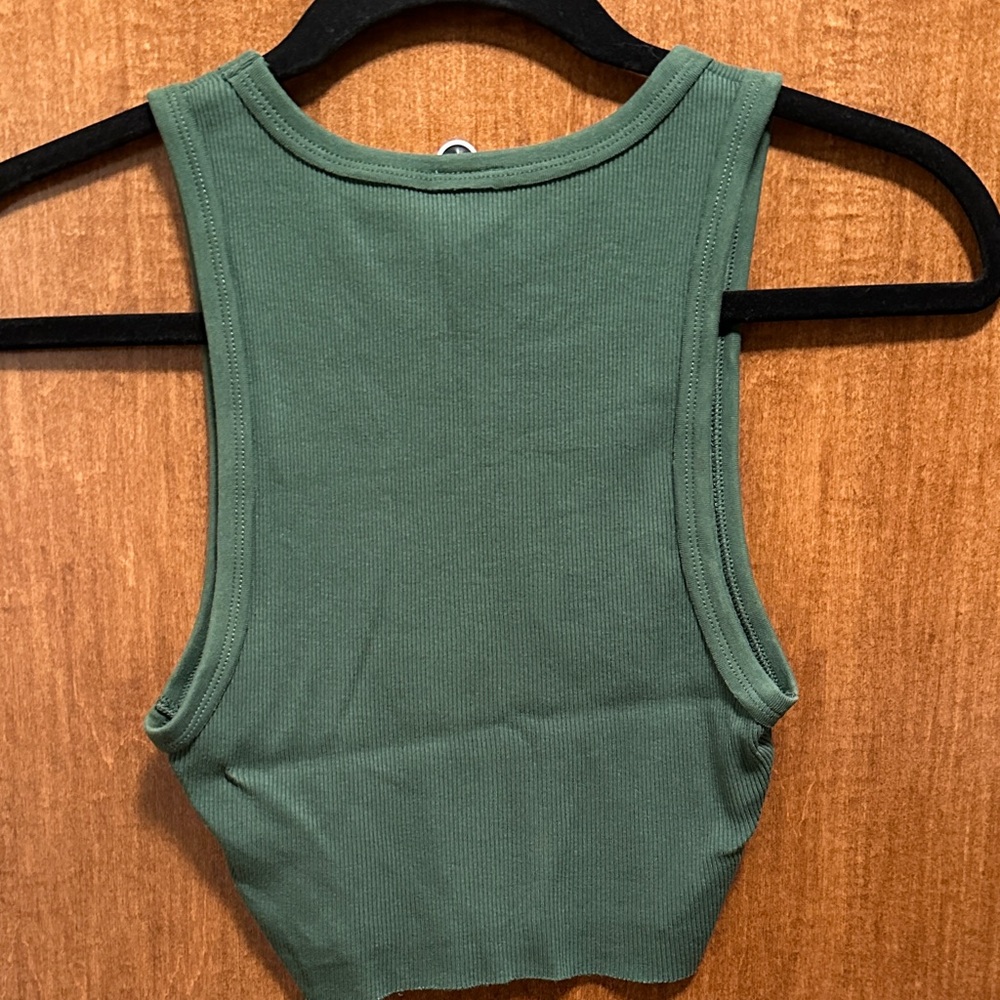 TNA Forest Green Ribbed Crop Top - Picture 3 of 3